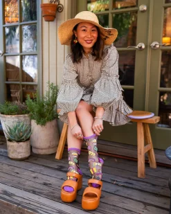 Pasta Lover Black Sheer Crew Sock Sale