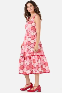 Patchwork Tiered Midi Dress Online
