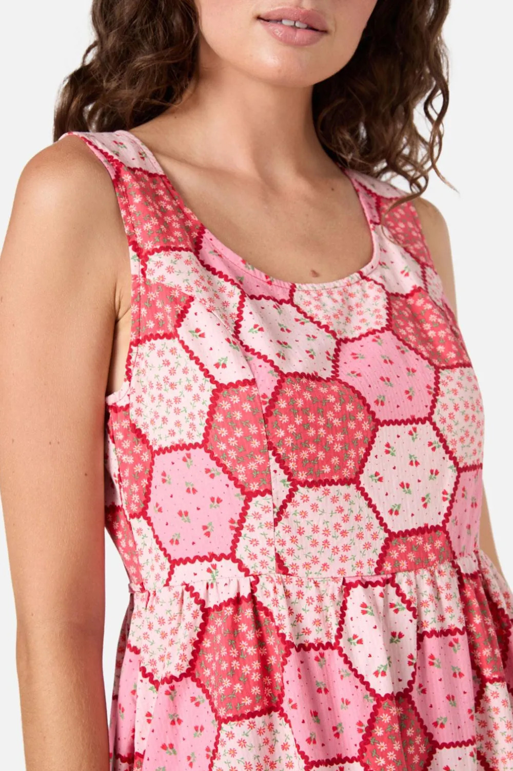 Patchwork Tiered Midi Dress Online