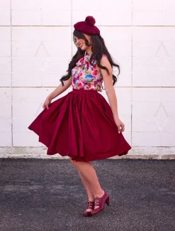 Peggy Swing Skirt in Burgundy Outlet