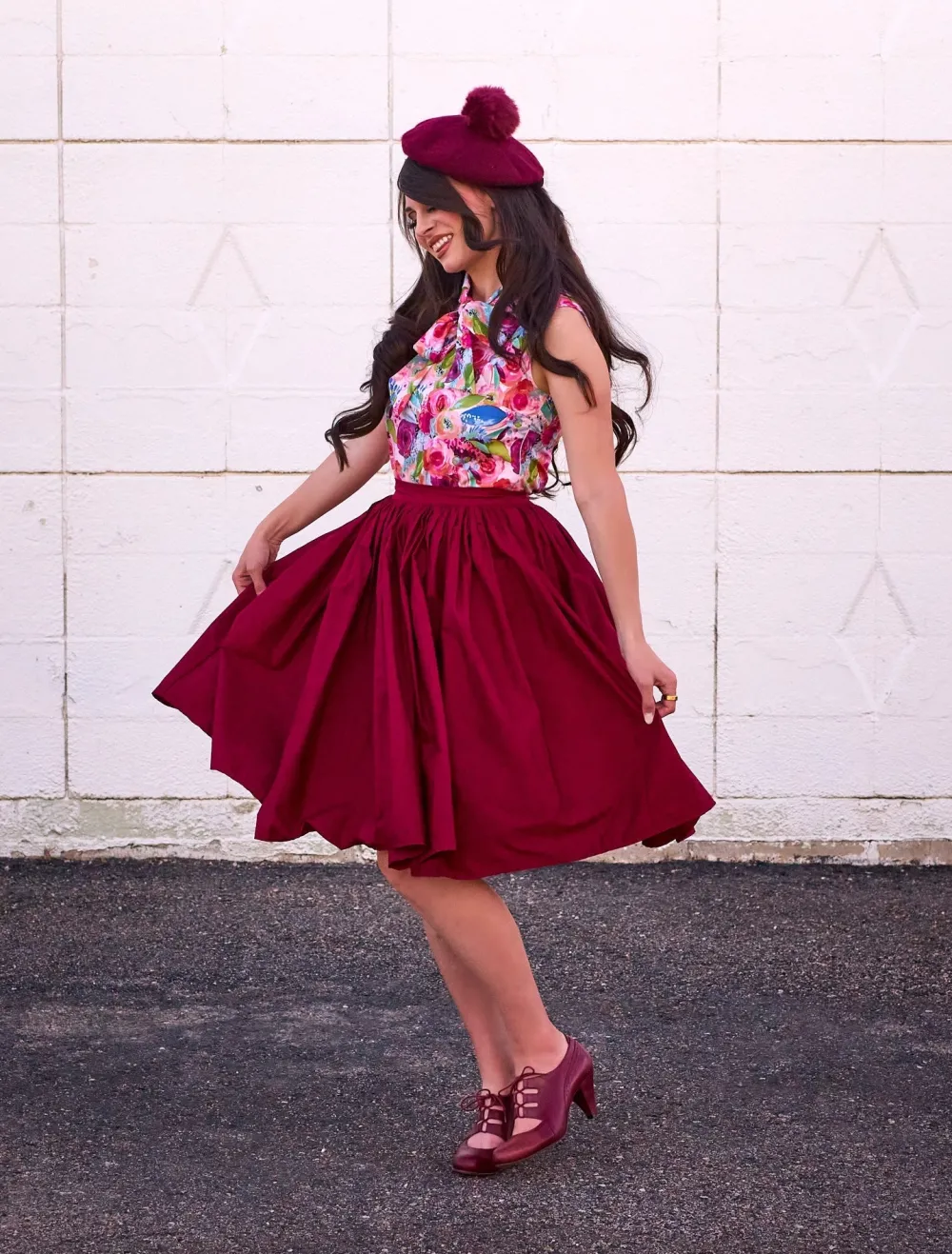 Peggy Swing Skirt in Burgundy Outlet