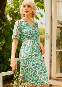 BTC Petal & Promise Wrap Dress Green Floral Clearance
