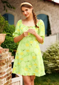 ModCloth Picnic in Paradise Babydoll Dress Dandy Floral Mint Best