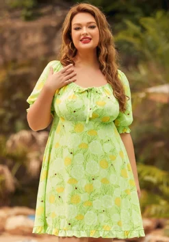 ModCloth Picnic in Paradise Babydoll Dress Dandy Floral Mint Best