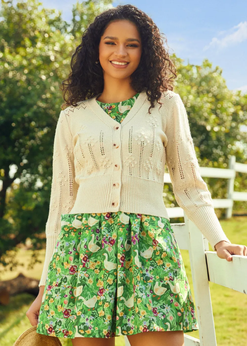 Picnic in the Park V-Neck Cardigan Sand Castle Dream Hot