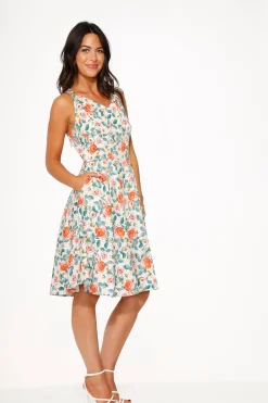 Pink Floral Swing Dress Hot