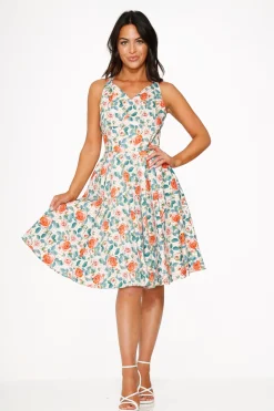 Pink Floral Swing Dress Hot