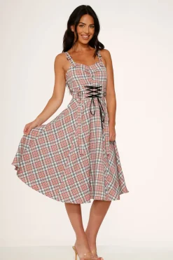 Pink Plaid Swing Dress Hot
