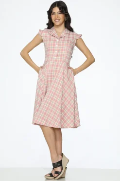 Plaid Swing Dress Pink Clearance