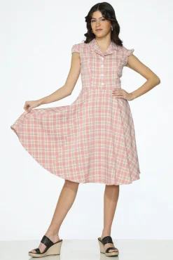 Plaid Swing Dress Pink Clearance