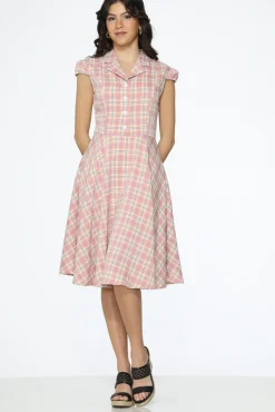 Plaid Swing Dress Pink Clearance