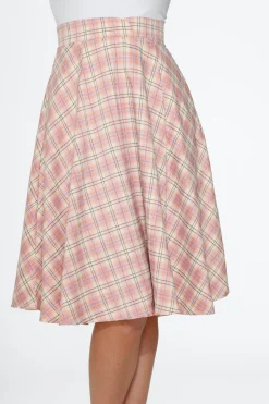 Pink Plaid Swing Skirt Outlet