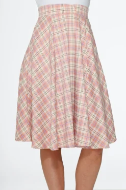 Pink Plaid Swing Skirt Outlet