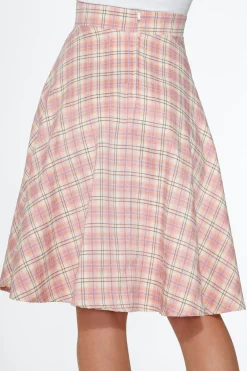 Pink Plaid Swing Skirt Outlet
