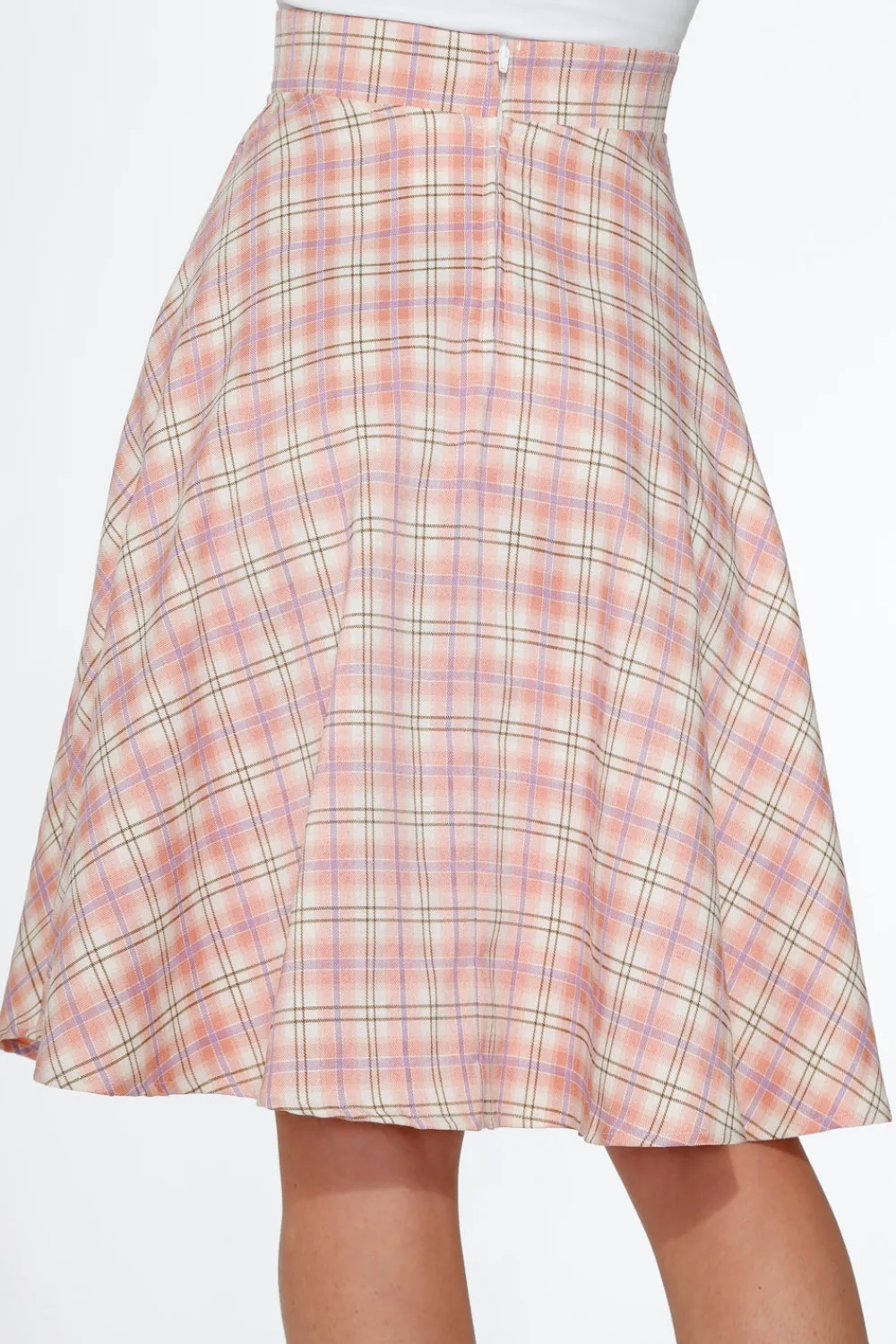 Pink Plaid Swing Skirt Outlet