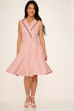 Pink Stripe Swing Dress Hot