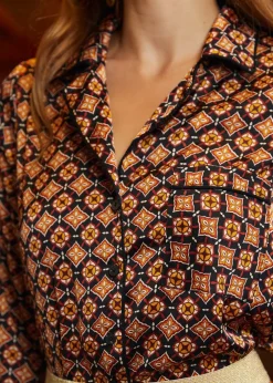 BTC Playful Past Long Sleeve Blouse Golden Hour Geo Clearance