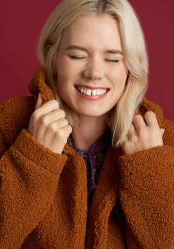 ModCloth Plush On You Teddy Jacket Brown Sale