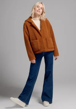 ModCloth Plush On You Teddy Jacket Brown Sale