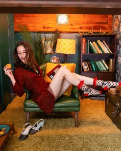 Polka Dot Bow Ruffle Sheer Crew Sock Online