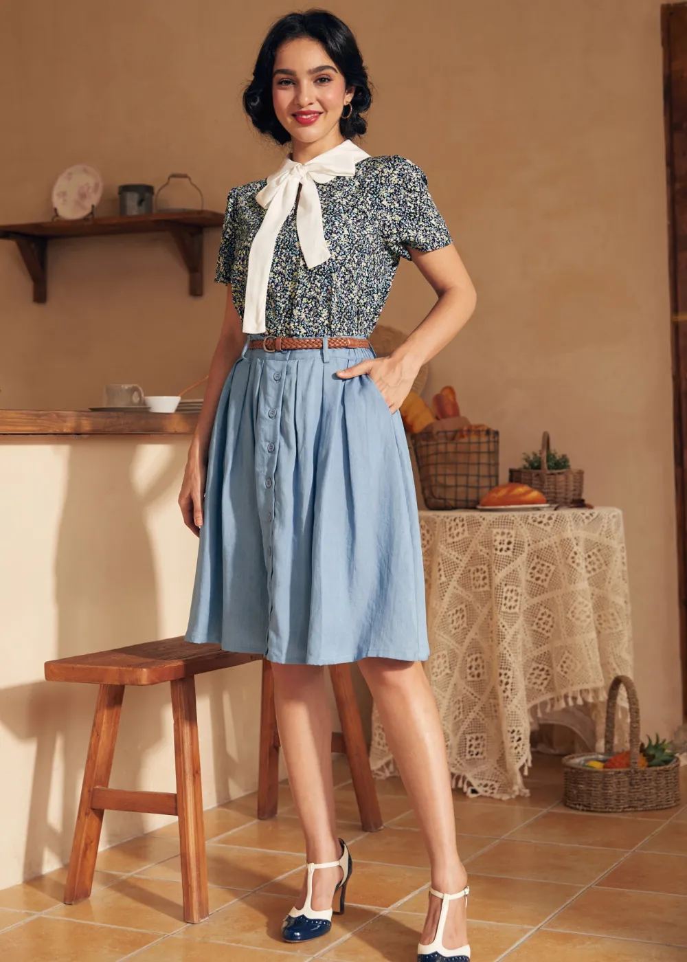 Positive First Impressions Tie-Neck Blouse Field Notes Outlet