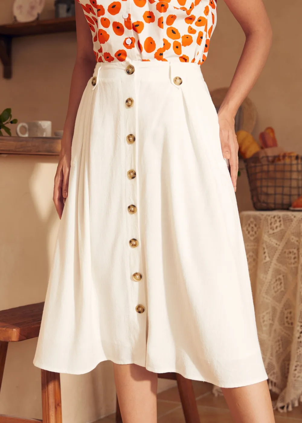 Press de Provence Skirt Ivory Online