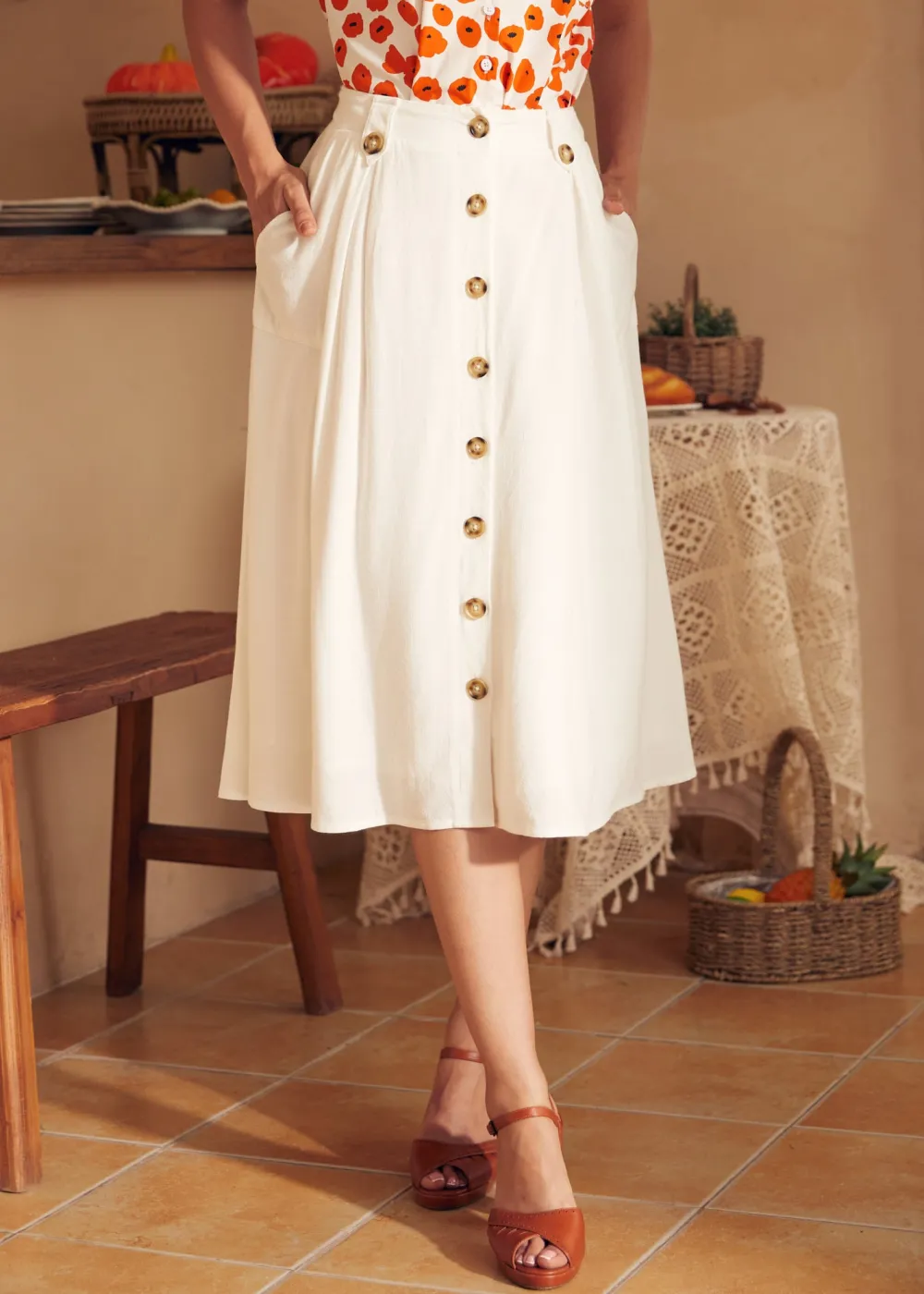 Press de Provence Skirt Ivory Online