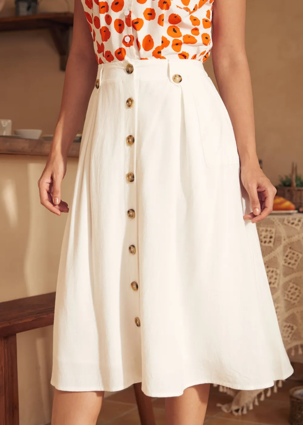 Press de Provence Skirt Ivory Online