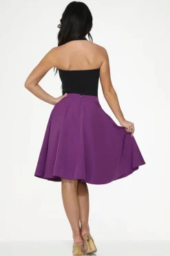 Black Embroidered Poodle Swing Skirt Purple Clearance