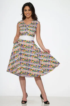 Purple Floral Swing Dress New