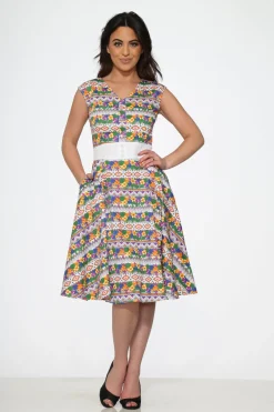 Purple Floral Swing Dress New