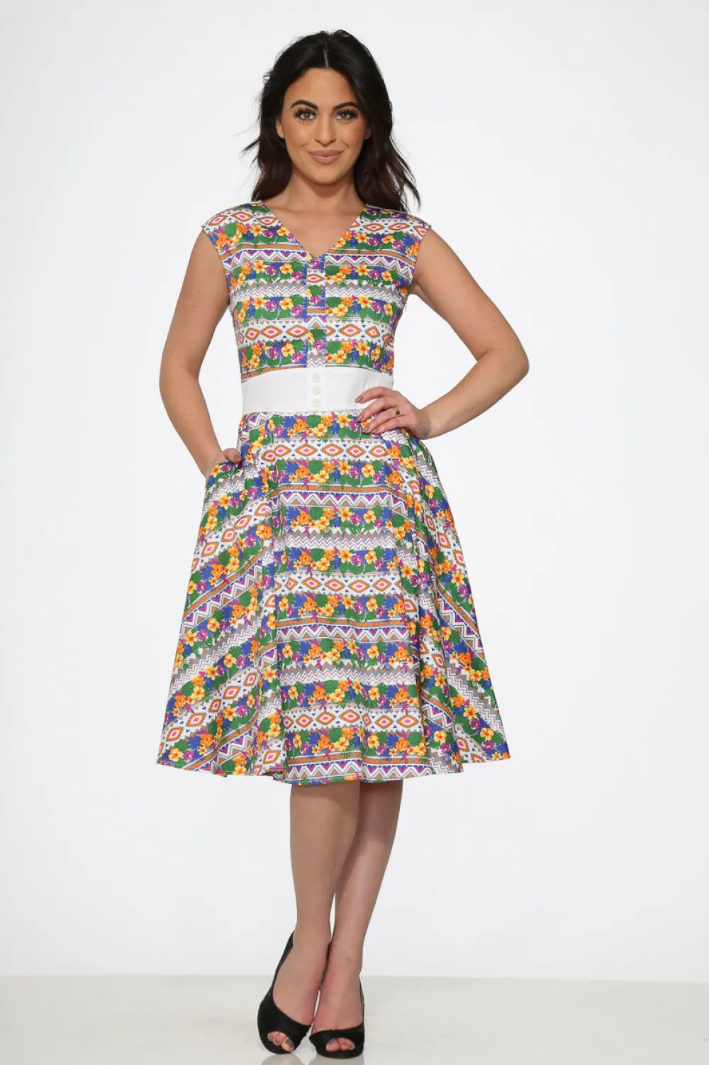 Purple Floral Swing Dress New