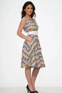 Purple Floral Swing Dress New