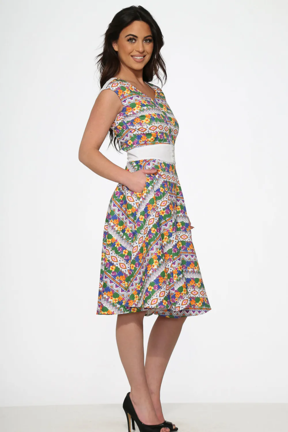 Purple Floral Swing Dress New