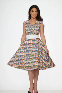 Purple Floral Swing Dress New