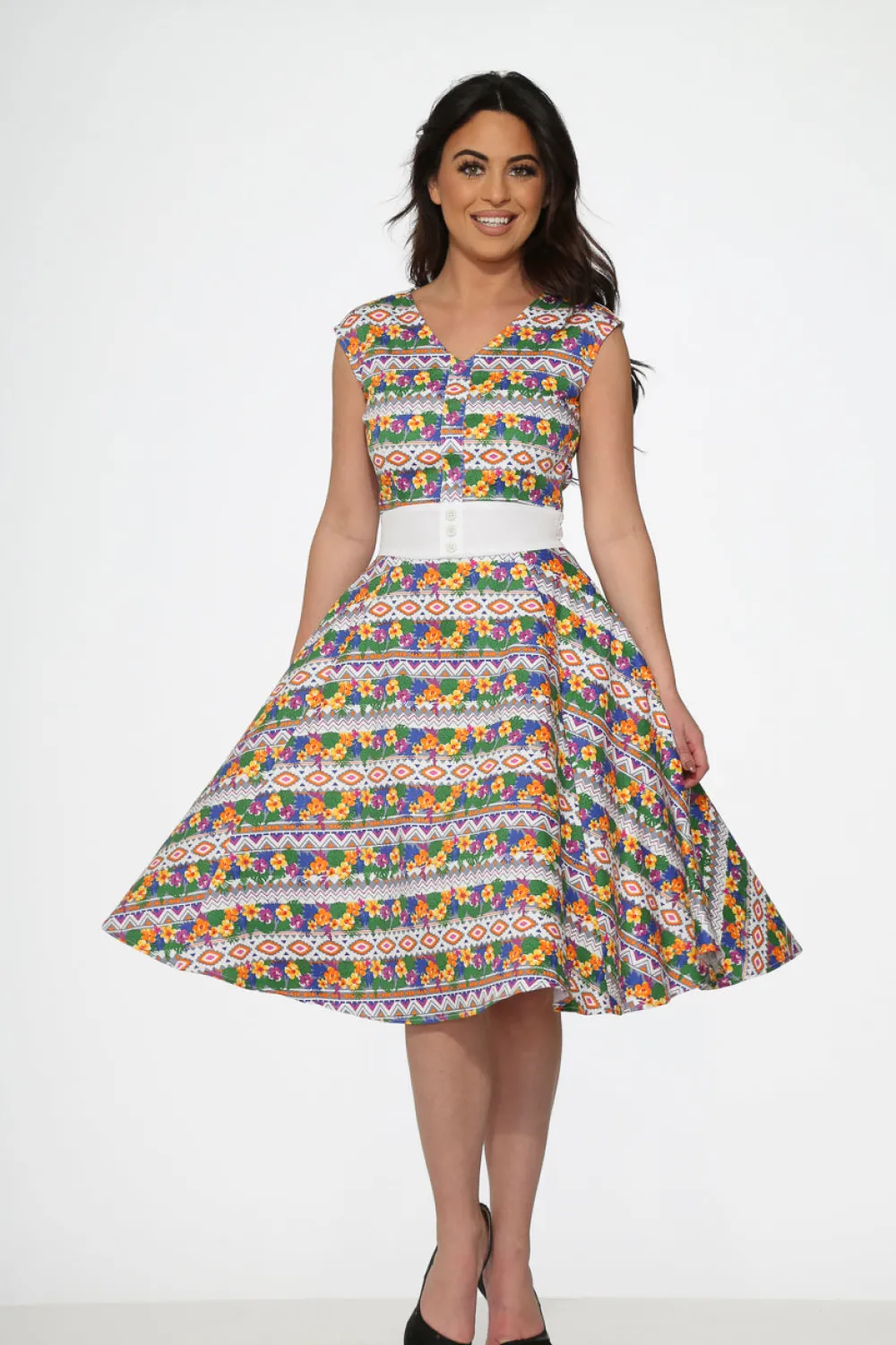 Purple Floral Swing Dress New