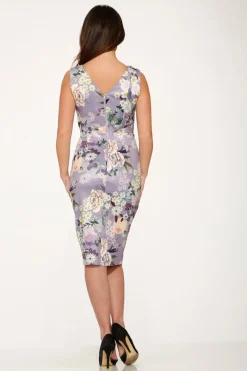 Purple Floral Wiggle Dress New