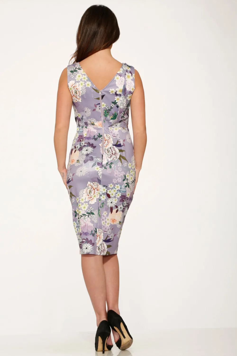 Purple Floral Wiggle Dress New