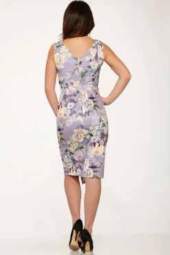 Purple Floral Wiggle Dress New