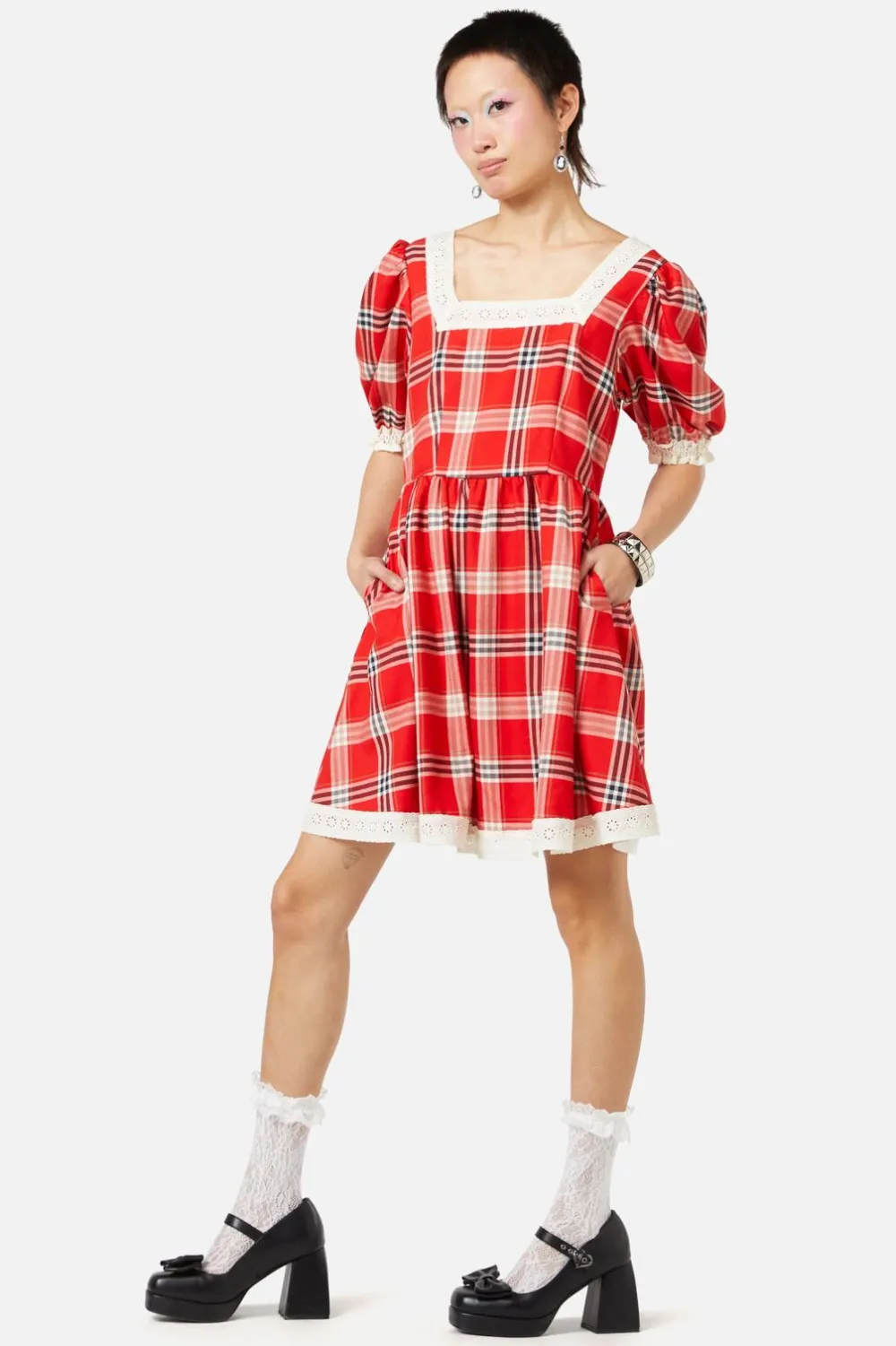 Queen Of Cats Tartan Dress Hot