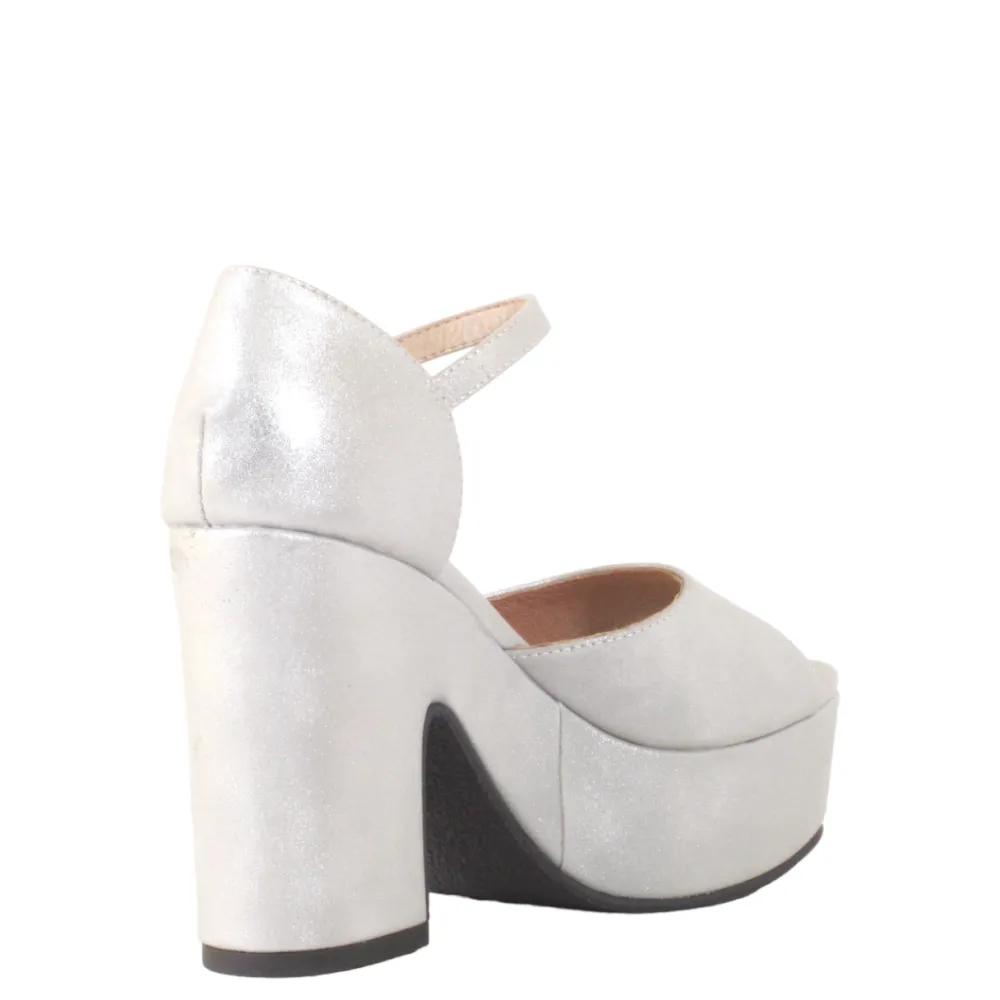 Quill Silver Platform Heels SILVER SHIMMER Discount