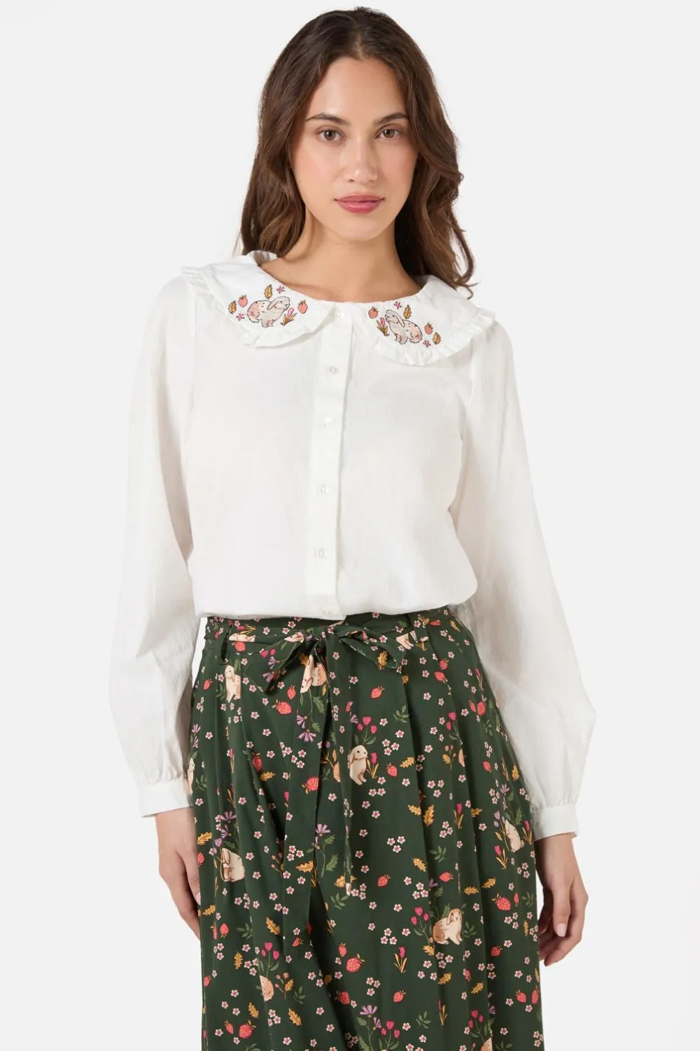 Rabbit Embroidered Blouse Outlet