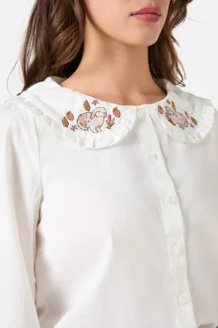Rabbit Embroidered Blouse Outlet