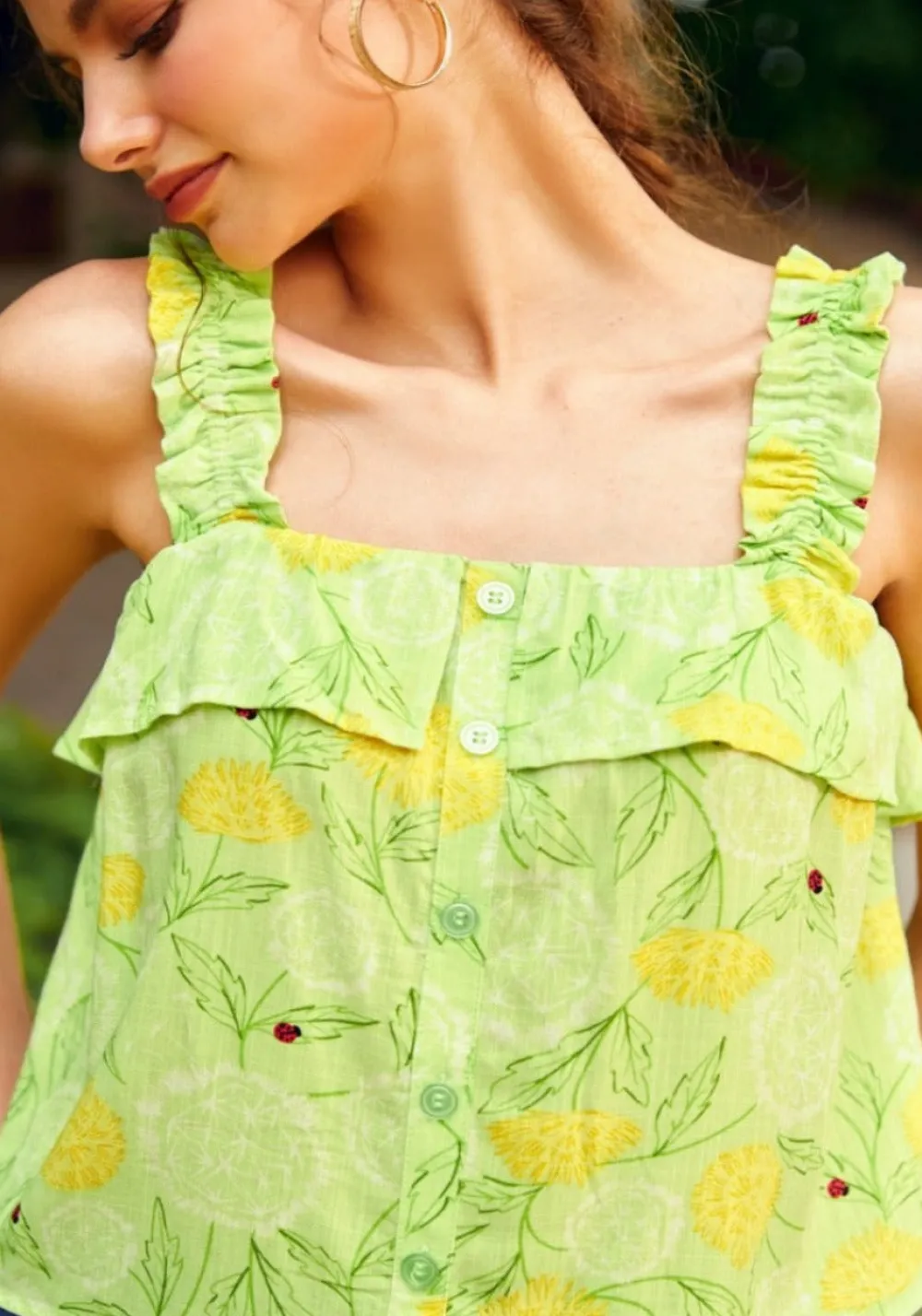 Radiant Ruffle Top Dandy Floral Mint Outlet