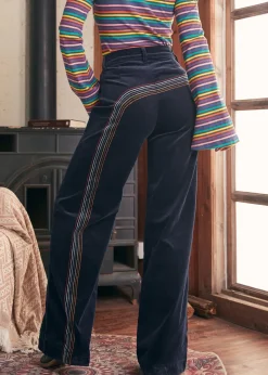 EZ Apparel Rainbow With Me Corduroy Pants Navy Sale