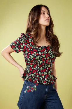 Raspberry Embroidered Jean Sale