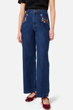 Raspberry Embroidered Jean Sale