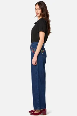 Raspberry Embroidered Jean Sale