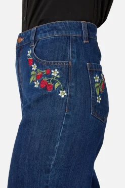 Raspberry Embroidered Jean Sale