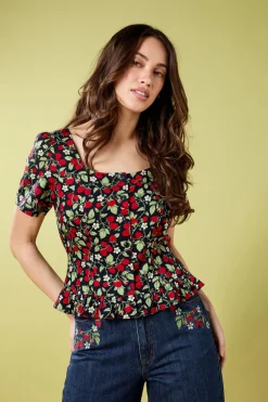 Raspberry Short Sleeve Top Outlet